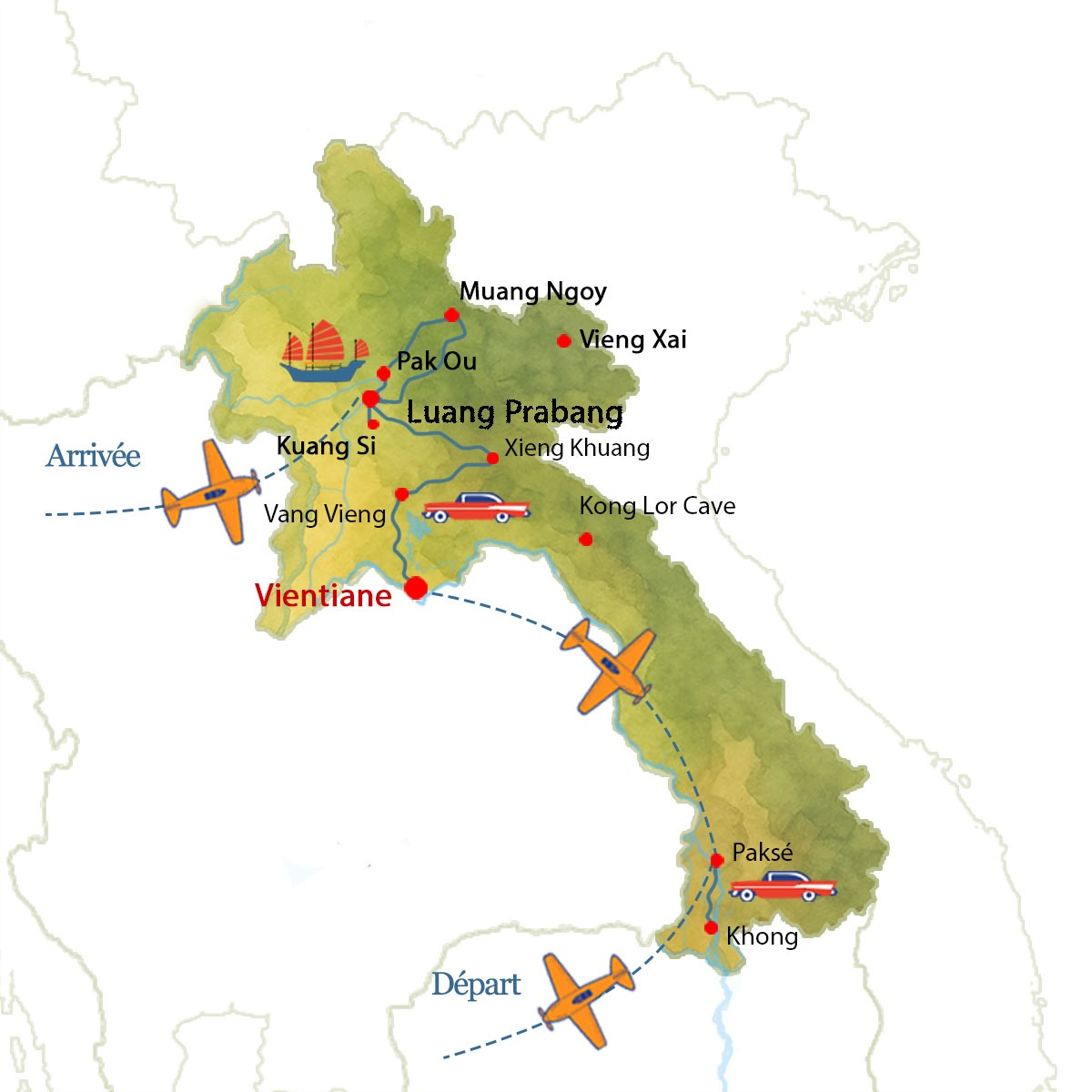 Circuit priv&eacute; au Laos en 2 semaines avec l'agence de voyage locale francophone Tonkin Voyage &agrave; Hanoi Vietnam